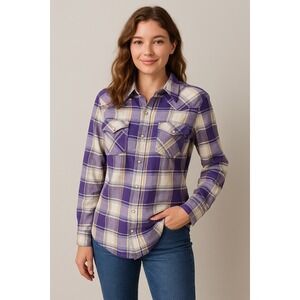 Roper Purple Plaid Snap Front‎ Western Shirt Women's Size L